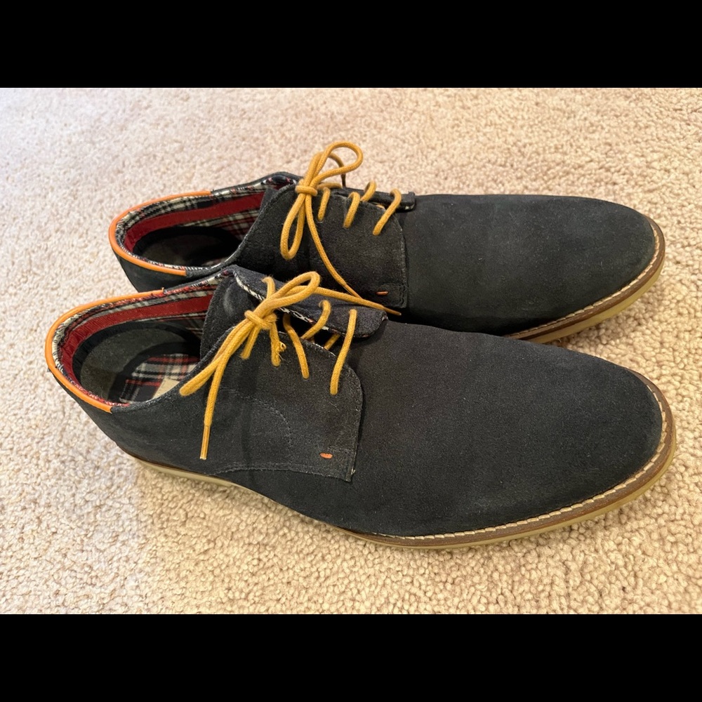 Ben Sherman Blue Suede Shoe with Plaid Interior Mens 12